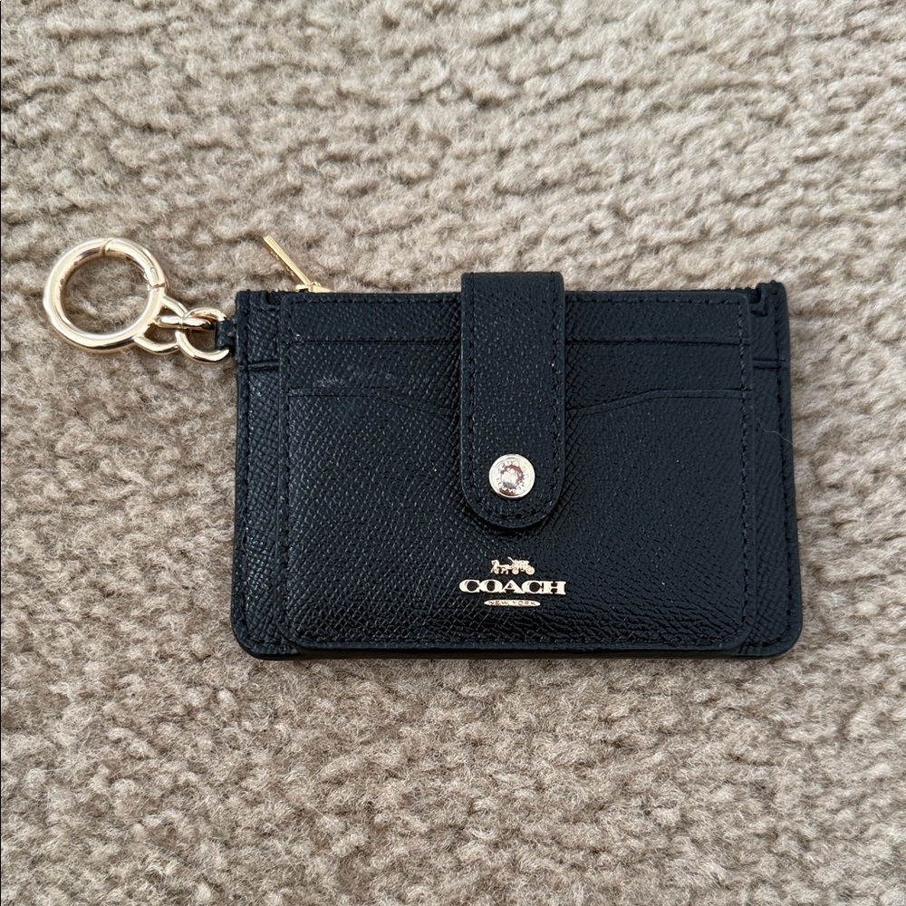 Coach Black Key and Card Holder with Gold Details
